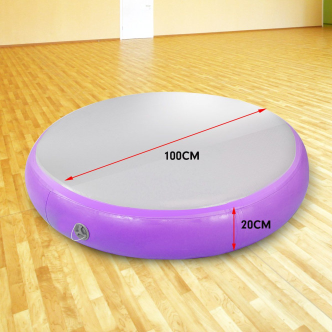 1m Air Spot Round Inflatable Gymnastics Tumbling Mat with Pump - Purple Image 7