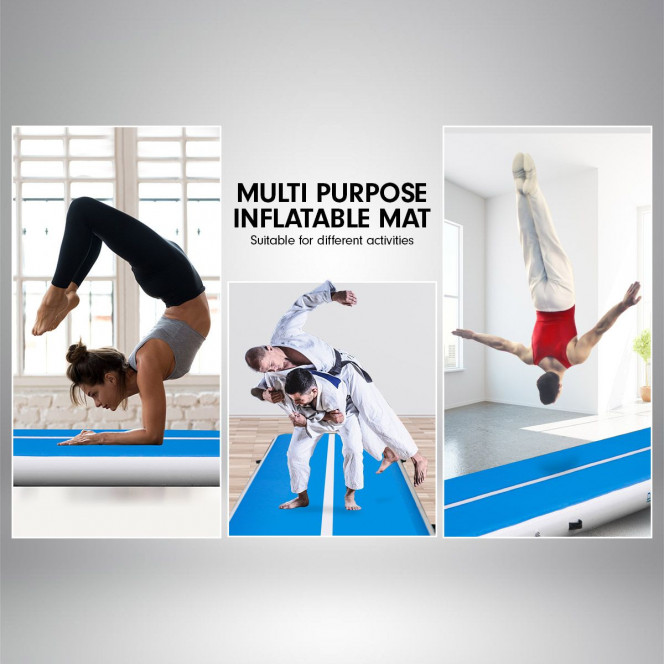 Powertrain 3m x 1m Air Track Inflatable Tumbling Gymnastics Mat - Blue White Image 8 image 8