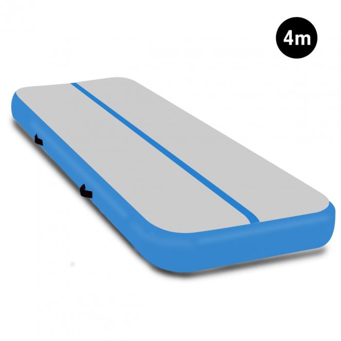 Air Track Powertrain 4m x 2m Gymnastics Mat Tumbling Exercise - Grey Blue
