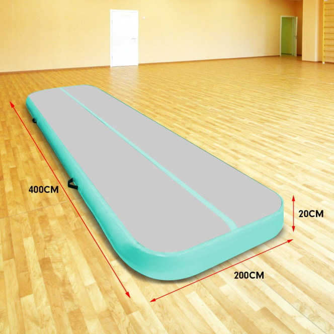 Air Track Powertrain 4m x 2m Gymnastics Mat Tumbling Exercise - Grey Green Image 8