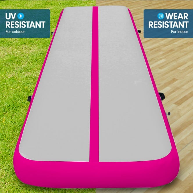 Air Track Powertrain 4m x 2m Gymnastics Mat Tumbling Exercise - Grey Pink Image 5