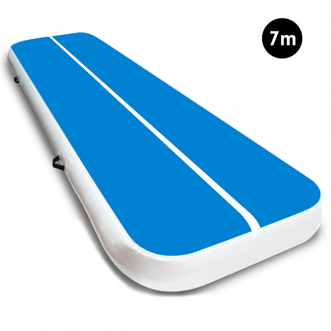 Air Track Powertrain 7m x 1m Inflatable Tumbling Gymnastics Mat - Blue White