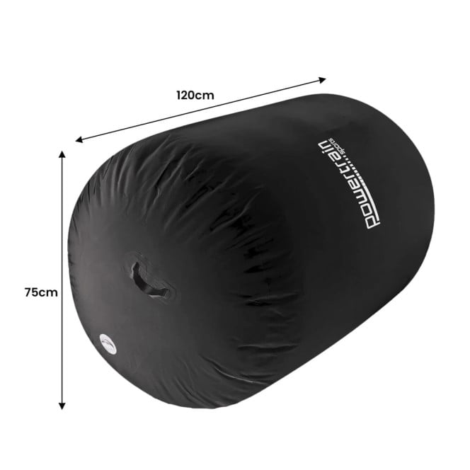 Powertrain Inflatable Air Barrel Gymnastics Roller 120cm x 75cm - Black PVC Tumbling Mat for Flips & Balance Image 3