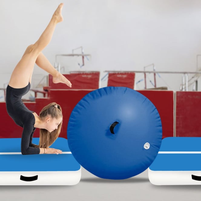 Powertrain Inflatable Air Barrel Gymnastics Roller 120cm x 75cm - Blue PVC Tumbling Mat for Flips & Balance Image 6