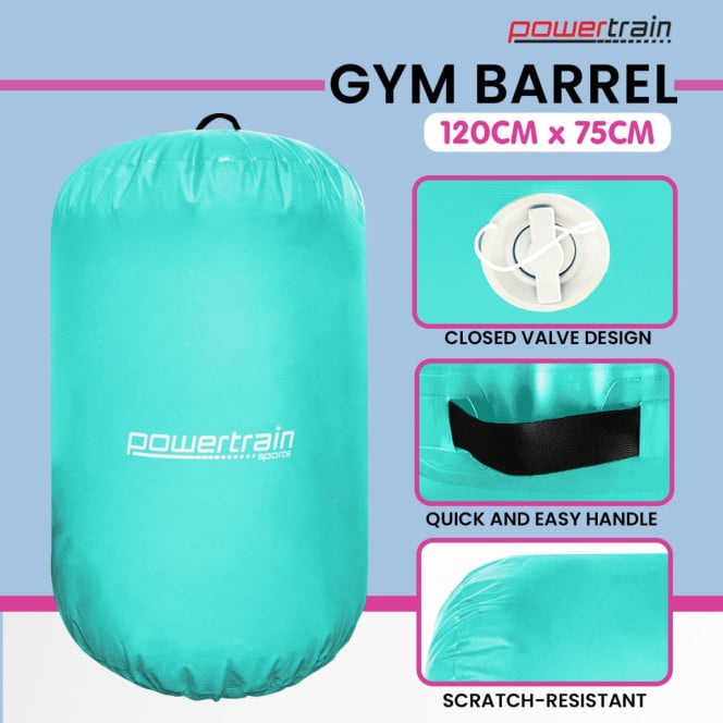 Powertrain Inflatable Air Barrel Gymnastics Roller 120cm x 75cm - Mint Green PVC Tumbling Mat for Flips & Balance Image 7