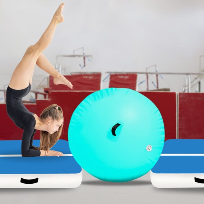 Powertrain Inflatable Air Barrel Gymnastics Roller 120cm x 75cm - Mint Green PVC Tumbling Mat for Flips & Balance Image 6
