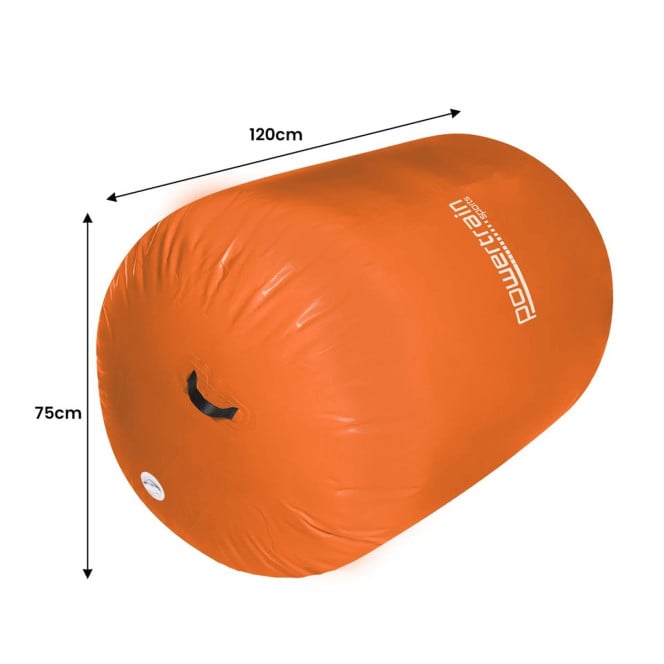 Inflatable Gymnastics Air Barrel Exercise Roller 120cm x 75cm - Orange Image 3