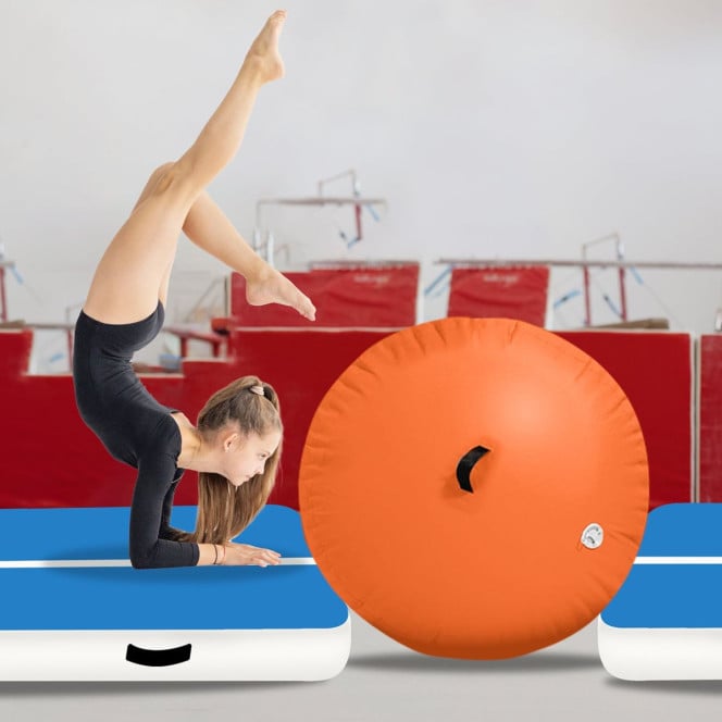 Inflatable Gymnastics Air Barrel Exercise Roller 120cm x 75cm - Orange Image 7
