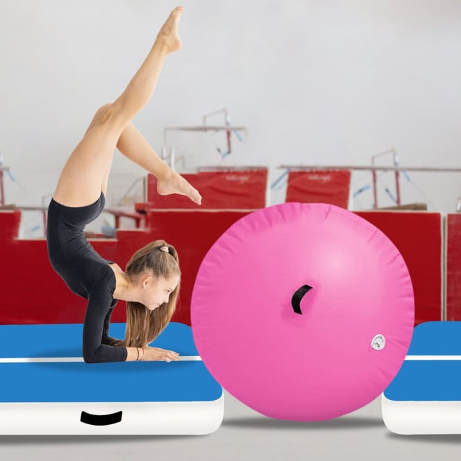 Inflatable Gymnastics Air Barrel Exercise Roller 120cm x 75cm - Pink Image 7