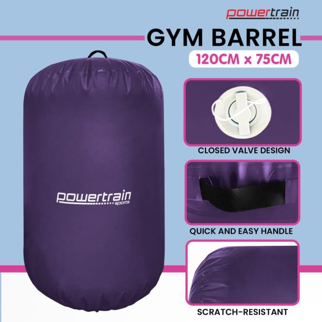 Inflatable Air Exercise Roller Gymnastics Gym Barrel 120 x 75cm Purple Image 8