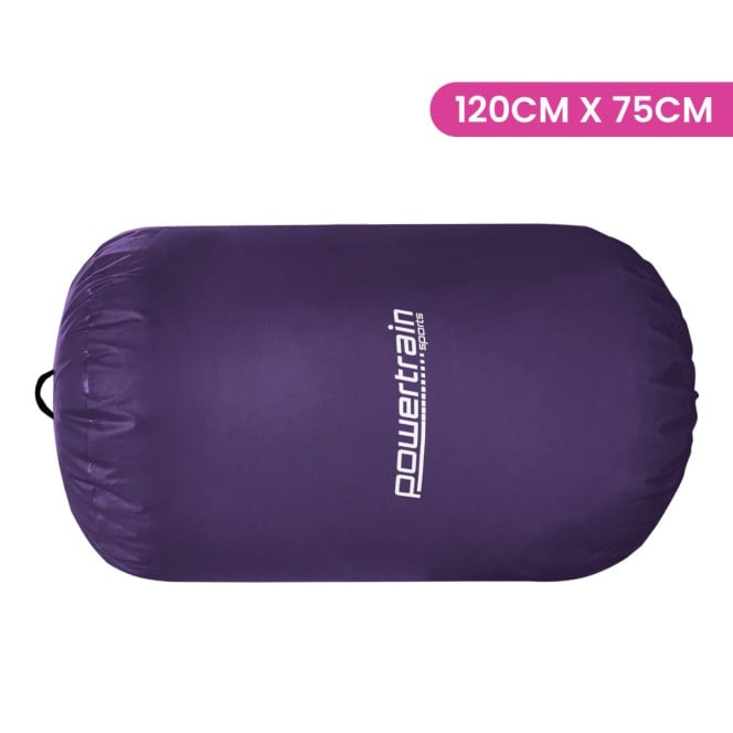 Powertrain Inflatable Air Barrel Gymnastics Roller 120cm x 75cm - Purple PVC Tumbling Mat for Flips & Balance Image 2