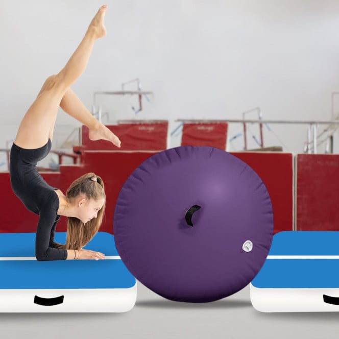Powertrain Inflatable Air Barrel Gymnastics Roller 120cm x 75cm - Purple PVC Tumbling Mat for Flips & Balance Image 6
