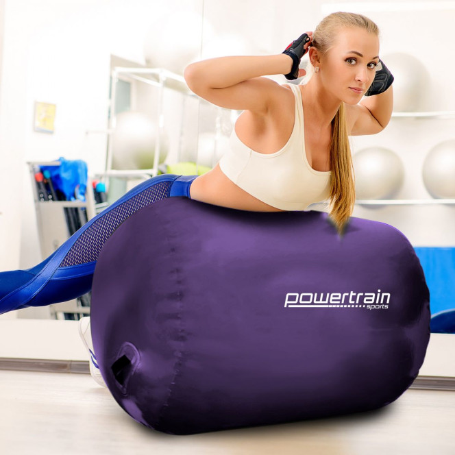 Inflatable Air Exercise Roller Gymnastics Gym Barrel 120 x 75cm Purple Image 9