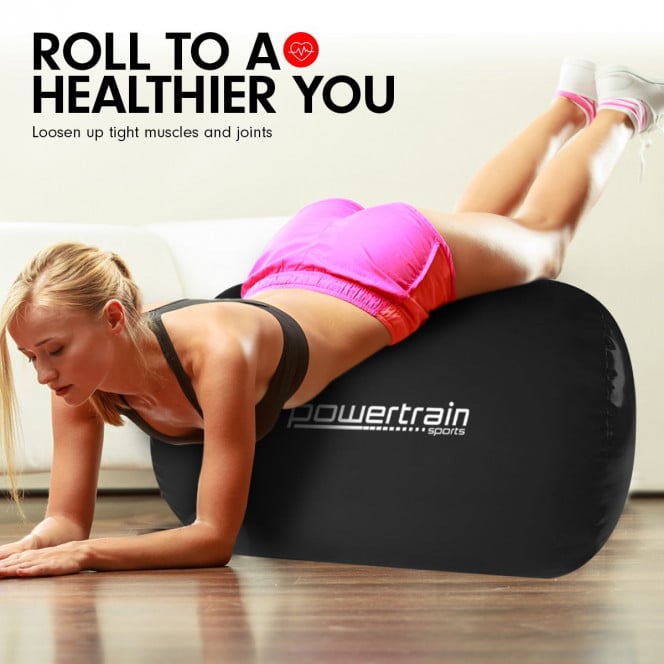 Inflatable Gymnastics Air Barrel Exercise Roller 120cm x 75cm - Black Image 8