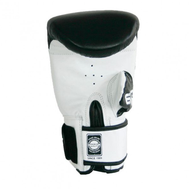 Evo Leather Boxing Punching Gloves Bag Mitts Gym - Black/White Image 3