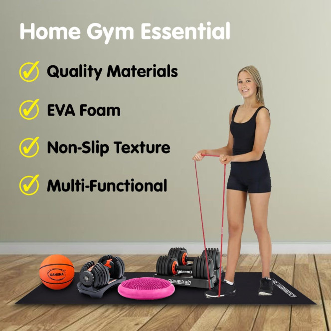 Powertrain 1.5m Exercise Treadmill Mat 5mm Thick Non-Slip EVA Floor Protector for Spin Bike Home Gym Equipment Image 4