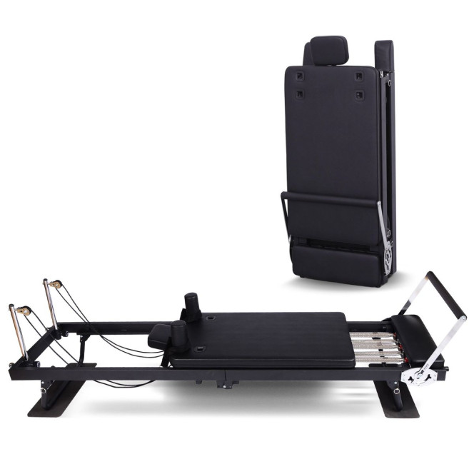 Powertrain Aria Pilates Reformer Machine Steel Foldable Multifunctional Home Gym Equipment Exercise Trainer Black Image 2