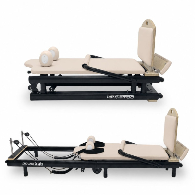Powertrain Lyra Pilates Reformer Machine Foldable Multifunctional Home Gym Equipment Exercise Trainer Beige Image 10