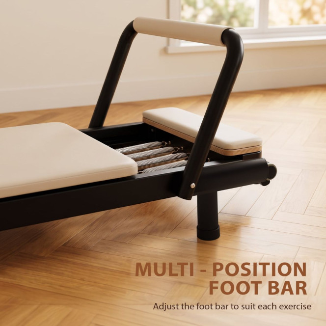 Powertrain Lyra Pilates Reformer Machine Foldable Multifunctional Home Gym Equipment Exercise Trainer Beige Image 5