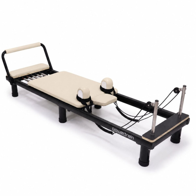 Powertrain Lyra Pilates Reformer Machine Foldable Multifunctional Home Gym Equipment Exercise Trainer Beige Image 14