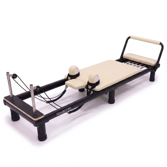 Powertrain Lyra Pilates Reformer Machine Foldable Multifunctional Home Gym Equipment Exercise Trainer Beige Image 16