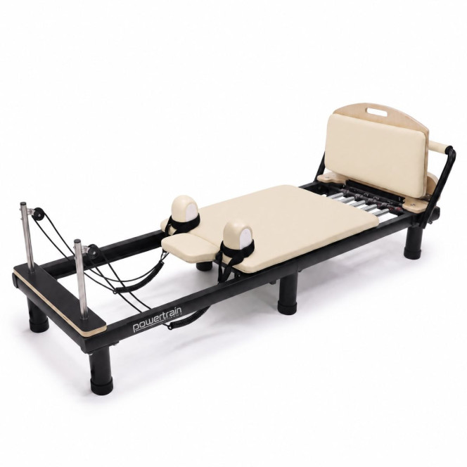 Powertrain Lyra Pilates Reformer Machine Foldable Multifunctional Home Gym Equipment Exercise Trainer Beige Image 9