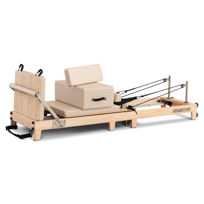 Powertrain Selina Foldable Wooden Pilates Reformer & Exercise Trainer in Beige Image 12