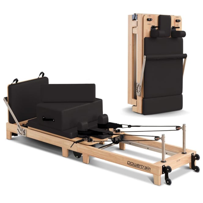 Powertrain Selina Foldable Wooden Pilates Reformer & Exercise Trainer in Black Image 3