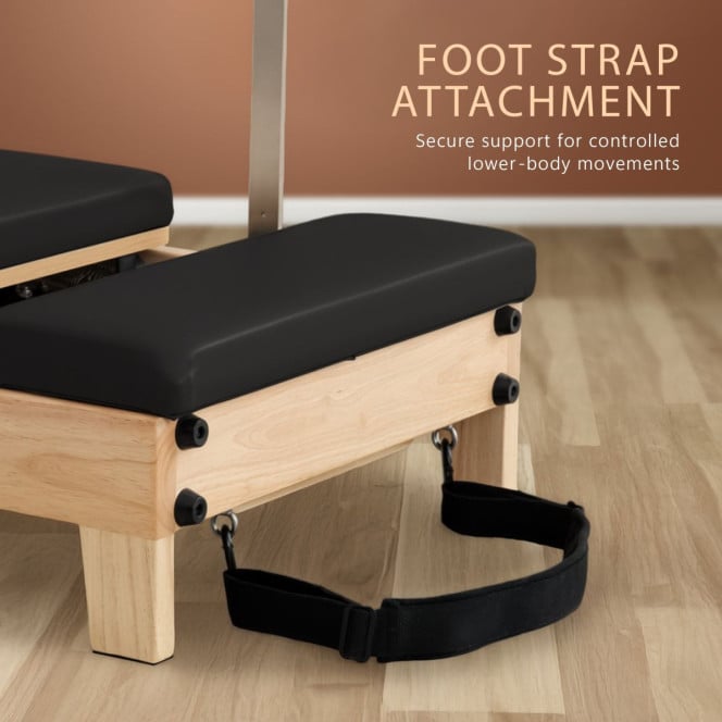 Powertrain Selina Foldable Wooden Pilates Reformer & Exercise Trainer in Black Image 9