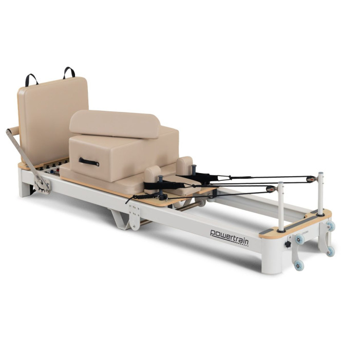 Powertrain Velora Pilates Reformer Machine Aluminium Foldable Multifunctional Home Gym Equipment Exercise Trainer Beige Image 3
