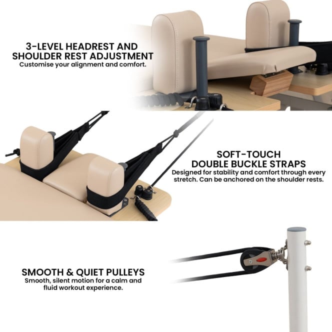 Powertrain Velora Pilates Reformer Machine Aluminium Foldable Multifunctional Home Gym Equipment Exercise Trainer Beige Image 11