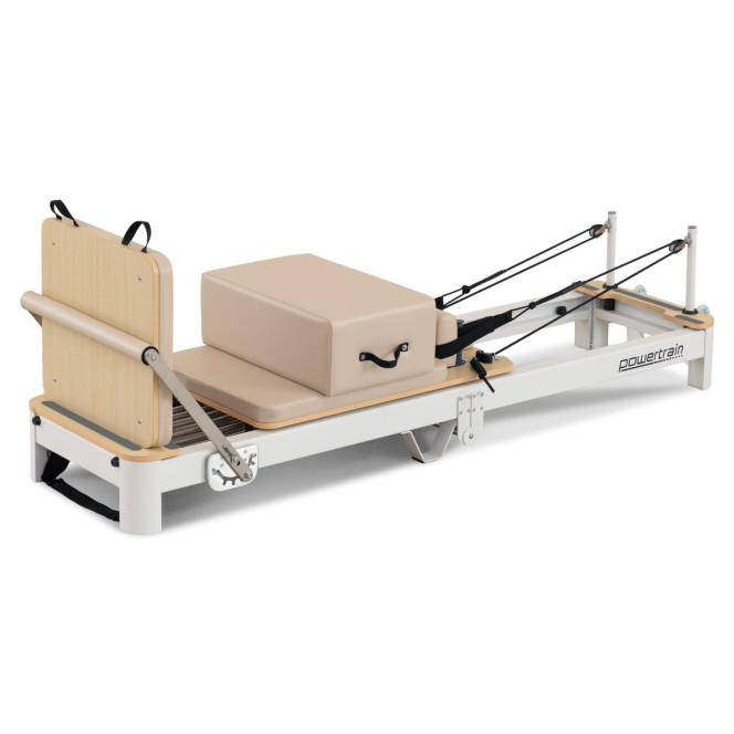 Powertrain Velora Pilates Reformer Machine Aluminium Foldable Multifunctional Home Gym Equipment Exercise Trainer Beige Image 12
