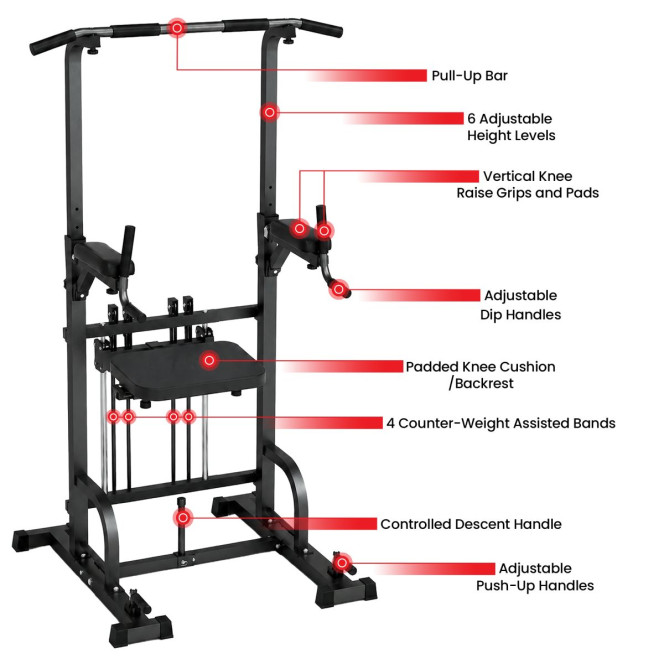 Powertrain Pull-Up & Dip Power Tower Multifunction Strength Training Station Image 4