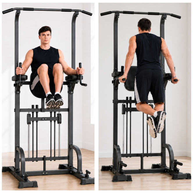 Powertrain Pull-Up & Dip Power Tower Multifunction Strength Training Station Image 15
