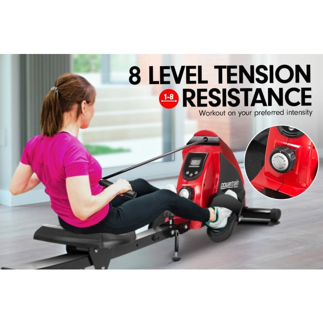Powertrain Foldable Rowing Machine Magnetic Resistance RW-H02 - Red Image 3