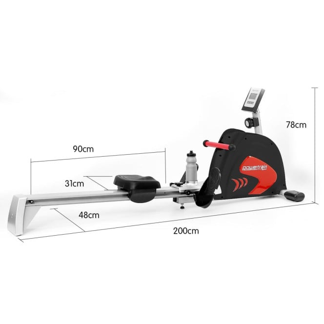 Powertrain Rowing Machine Magnetic Flywheel Quiet Home Gym Exercise Rower with LCD Screen for Full Body Workout Image 8