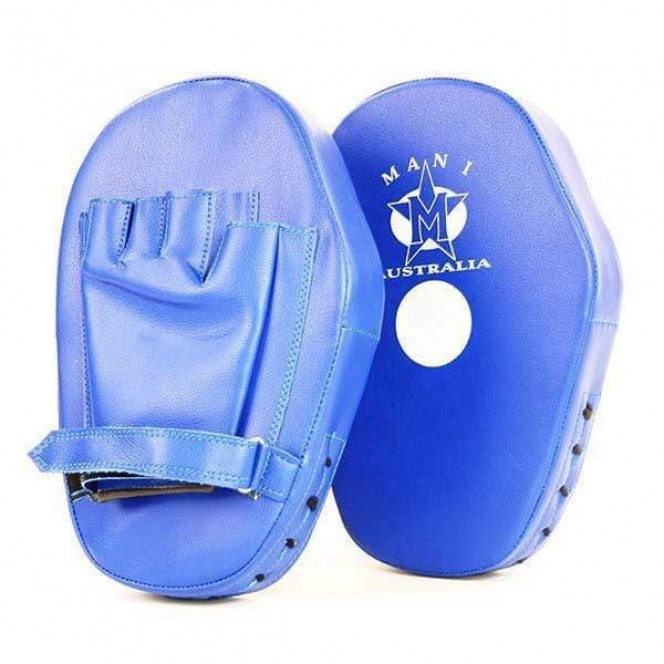 Leather Curved Punch Hit  Curved Training Coaching Focus Blue Pad