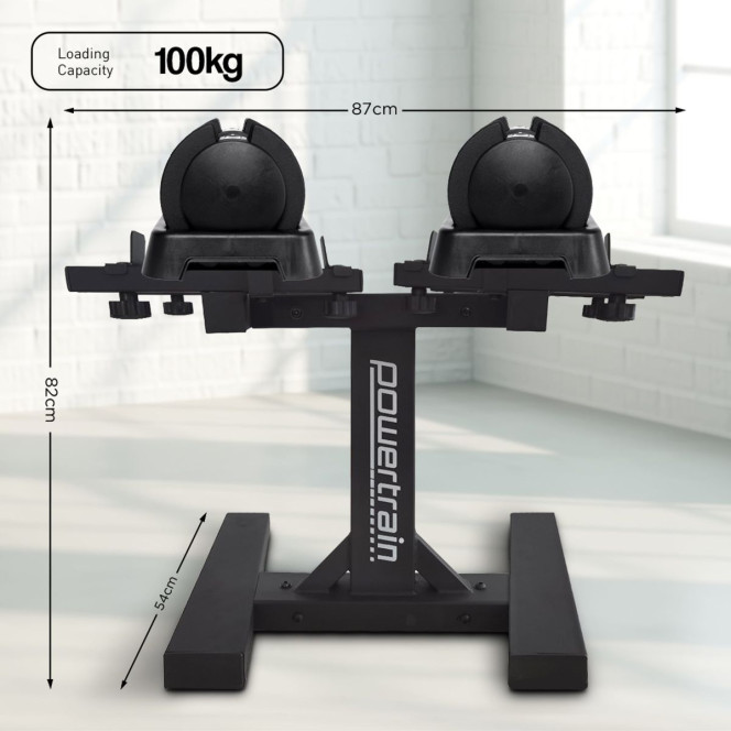 Powertrain Gen2 Pro 50KG Adjustable Dumbbell Set & Stand with Flat Incline Decline Bench Image 13