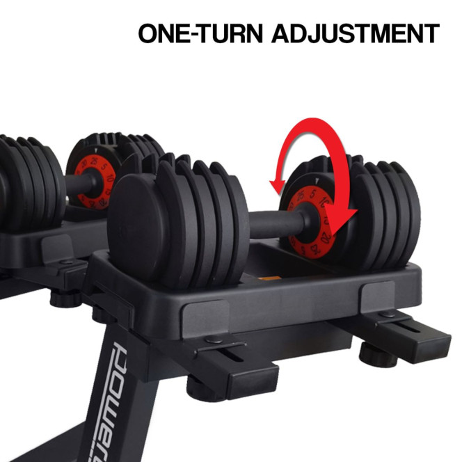 Powertrain Gen2 Pro 50KG Adjustable Dumbbell Set & Stand with Flat Incline Decline Bench Image 14