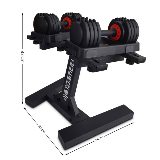 Powertrain Gen2 Pro 50KG Adjustable Dumbbell Set & Stand with Flat Incline Decline Bench Image 10