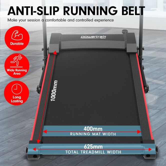 Powertrain K100 Foldable Electric Treadmill 1100W Home Gym Cardio Running Walking Machine with Incline Image 7