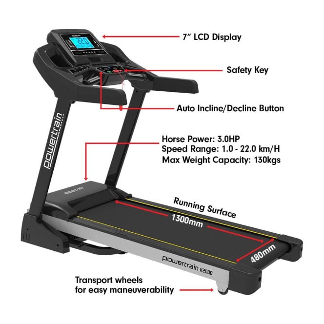Powertrain K2000 Electric Treadmill With Fan and Auto Incline Image 2