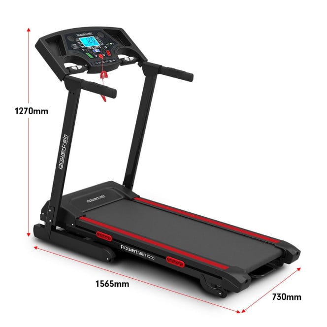 Powertrain K200 Foldable Electric Treadmill 1600W Motor Home Gym Running Machine 15 Level Incline 12kmph LCD Display Image 8