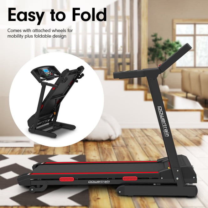 Powertrain K200 Foldable Electric Treadmill 1600W Motor Home Gym Running Machine 15 Level Incline 12kmph LCD Display Image 14