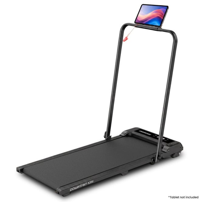 Powertrain K300 Black Foldable 2-in-1 Under Desk Walking Pad Treadmill 1.5HP 10km/h Incline Home Running Machine Image 2
