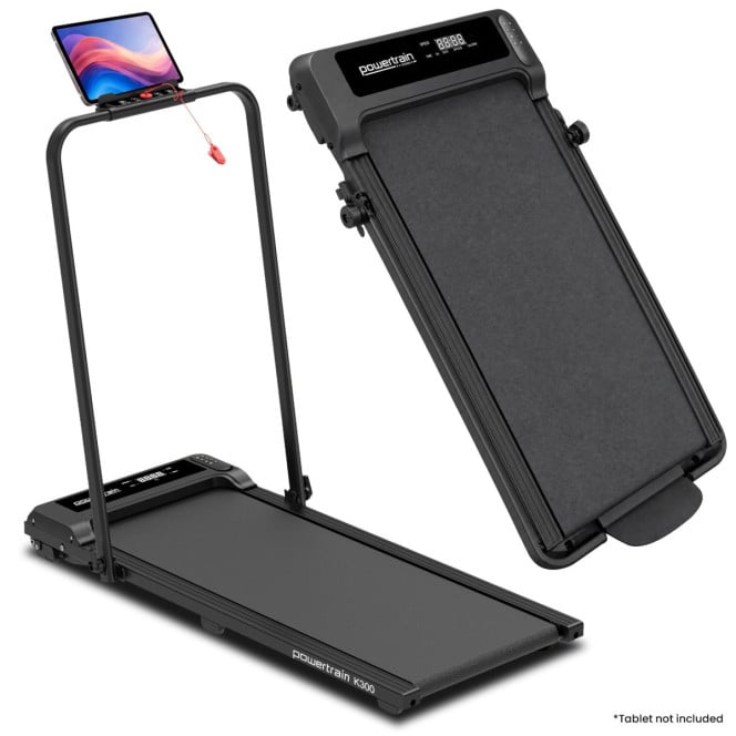 Powertrain K300 Black Foldable 2-in-1 Under Desk Walking Pad Treadmill 1.5HP 10km/h Incline Home Running Machine Image 16