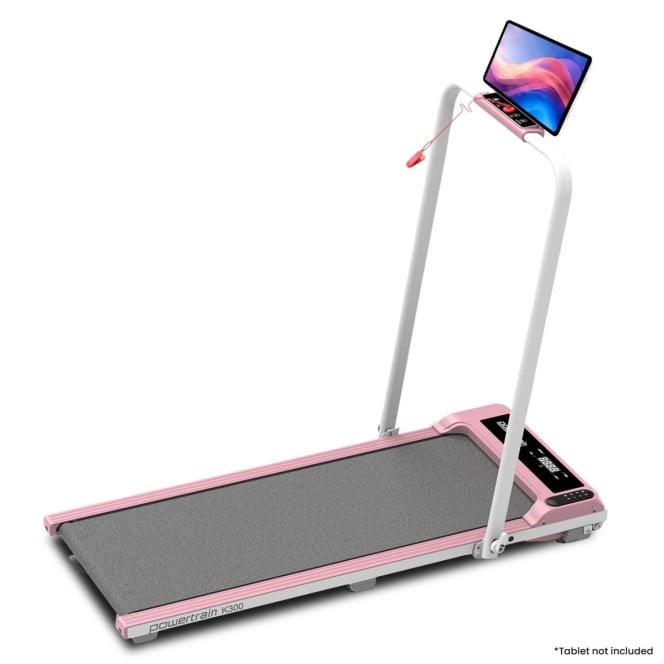 Powertrain K300 Pink Foldable 2-in-1 Under Desk Walking Pad Treadmill 1.5HP 10km/h Incline Home Running Machine Image 2