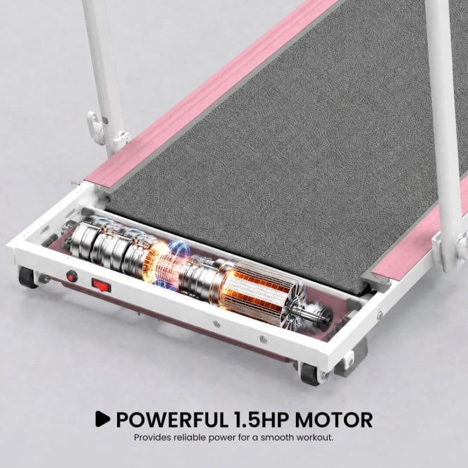 Powertrain K300 Pink Foldable 2-in-1 Under Desk Walking Pad Treadmill 1.5HP 10km/h Incline Home Running Machine Image 8