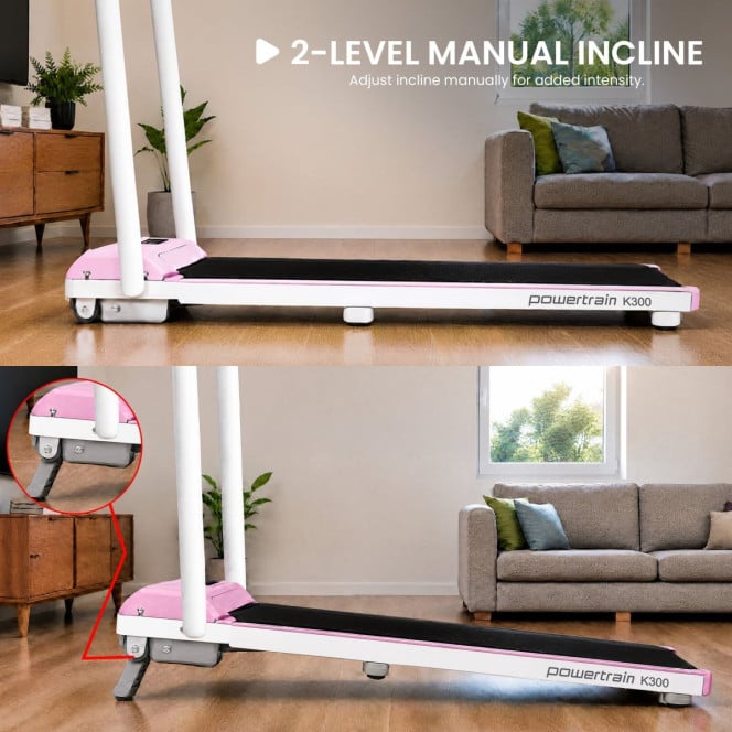 Powertrain K300 Pink Foldable 2-in-1 Under Desk Walking Pad Treadmill 1.5HP 10km/h Incline Home Running Machine Image 10