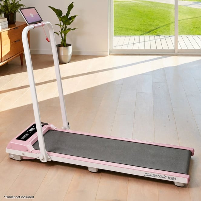 Powertrain K300 Pink Foldable 2-in-1 Under Desk Walking Pad Treadmill 1.5HP 10km/h Incline Home Running Machine Image 12
